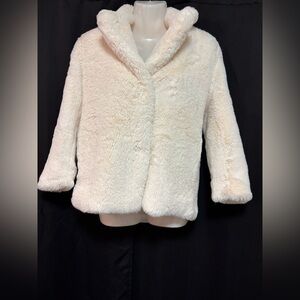 H&M KIDS CREAM FLUFFY JACKET SIZE 10